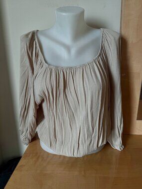 LA MIEL Puffy Sleeve Blouse in Soft Cream Color (Women's Size M)